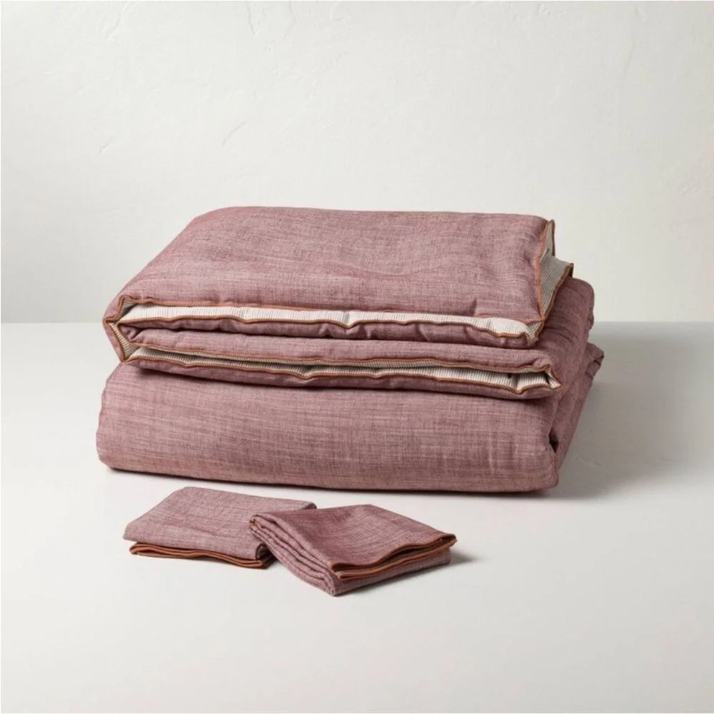 Hearth & Hand w/Magnolia, 3pc King Reversible Duvet Cover Set,Linen Blend